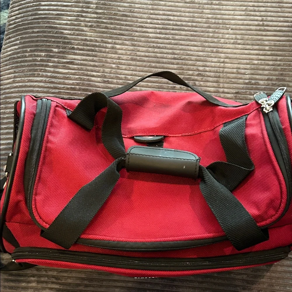 Samsonite Red and Black Duffel Bag with Shoulder Strap